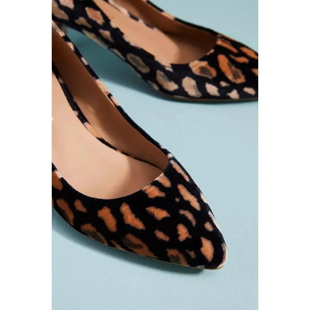 Anthropologie Abstract Velvet Kitten Heels NWT Size US 9.5 EU 40.5 - Picture 3 of 8